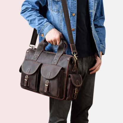 Dark Brown Leather Laptop Bag