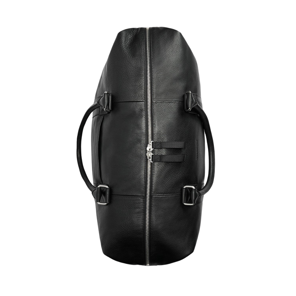 Black Pebbled Leather Weekender Bag