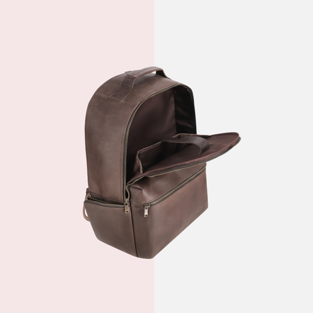 Dark Brown Full-Grain Leather Backpack