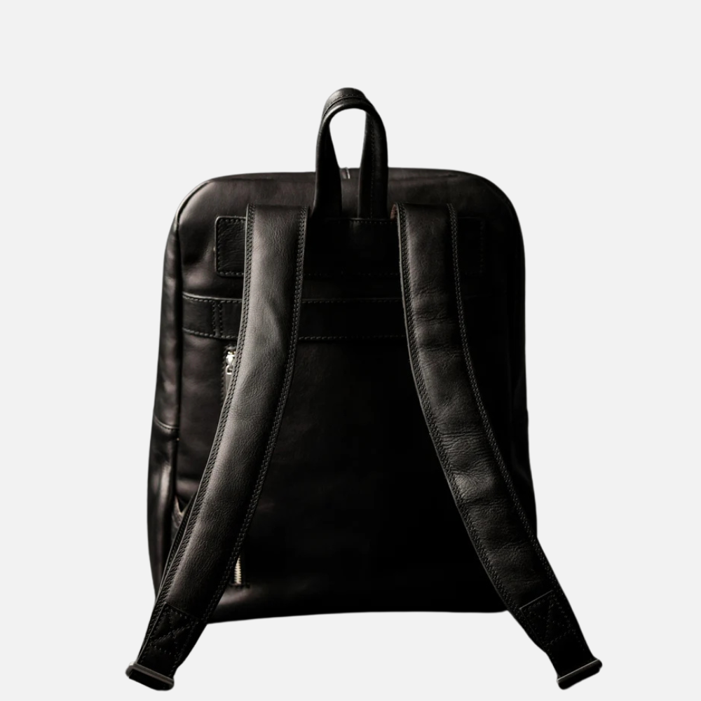 Full Grain Black Italian Leather Backpack