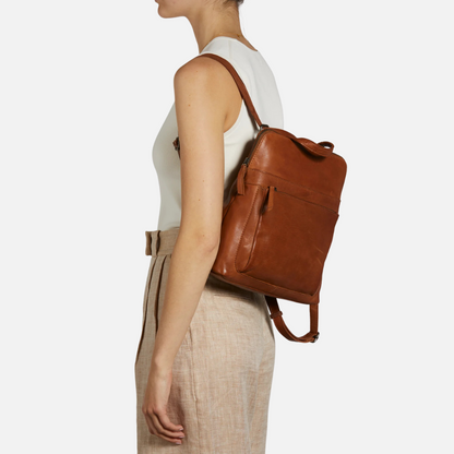 Brown leather convertible backpack