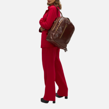 Brown Leather Laptop Backpack