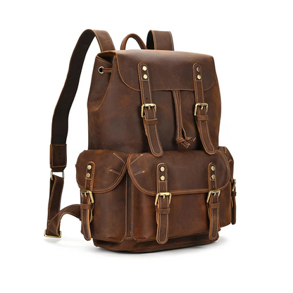 Vintage Dark Brown Leather Backpack