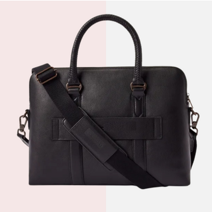 Black Leather Pebble grain Briefcase