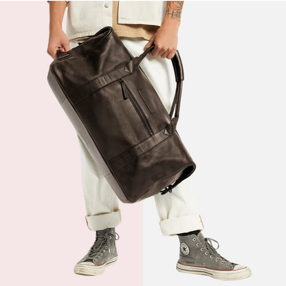 Cocoa Luxe Leather Duffle Bag