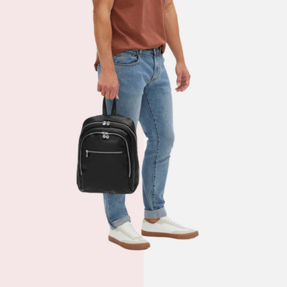 Archy Black Leather Business Backpack