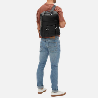 Salvador Black Leather Laptop Backpack