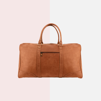 Tan Brown Leather Duffle Bag