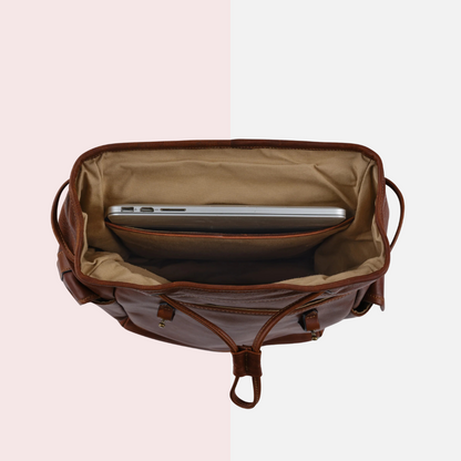 Cognac Brown Leather Backpack