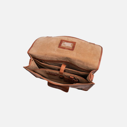 Classic Tan Leather Laptop Messenger