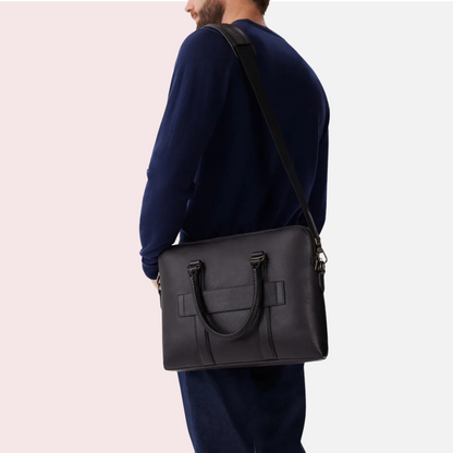Black Leather Pebble grain Briefcase