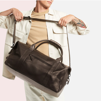 Cocoa Luxe Leather Duffle Bag