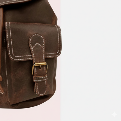 Brown Leather School & Travel Backpack