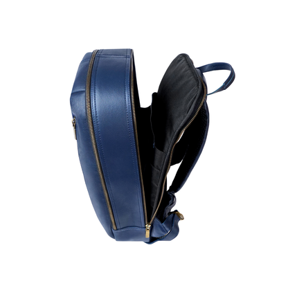 Navy Blue Leather Backpack