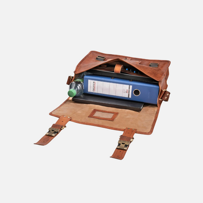 Classic Tan Leather Laptop Messenger