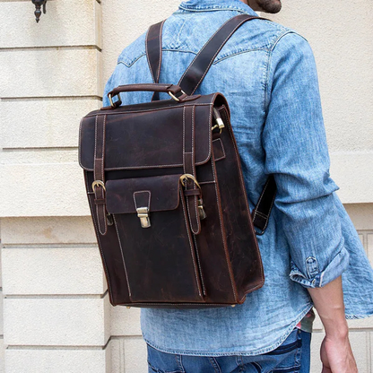 Crazy Horse Leather Laptop Backpack
