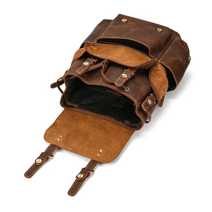 Vintage Dark Brown Leather Backpack