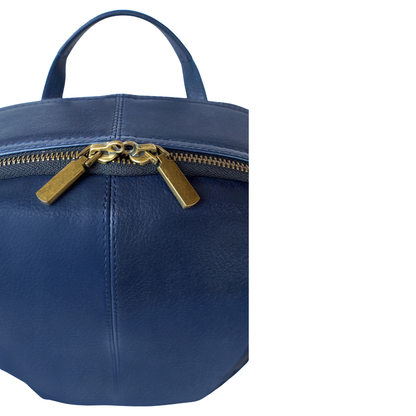 Navy Blue Leather Backpack