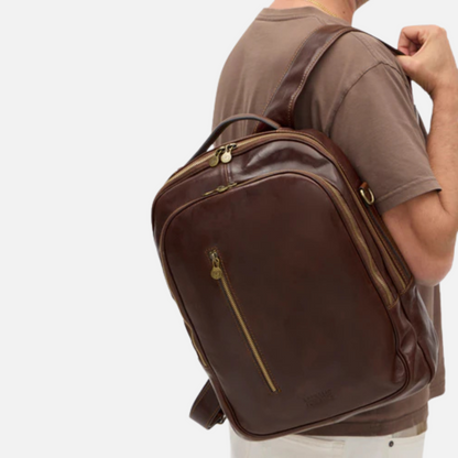 Brown Leather Laptop Backpack