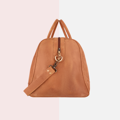 Tan Brown Leather Duffle Bag
