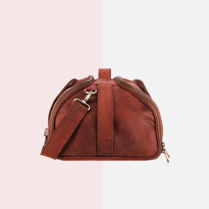 Dark Vintage Leather Duffle Bag