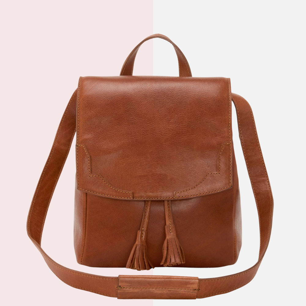 Tan Brown Mini Leather Backpack